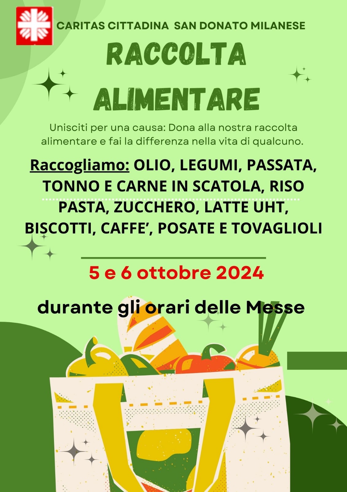 Raccolta Alimentare Caritas 5/6 ottobre 2024